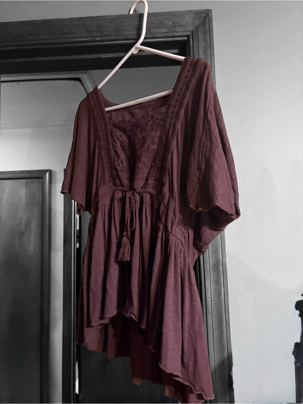 Lucky Brand Plum Tie Front Boho Top